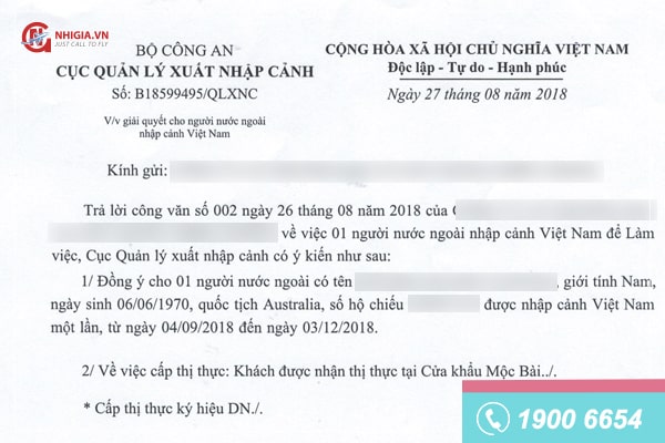 Xin công văn nhập cảnh online cho người nước ngoài