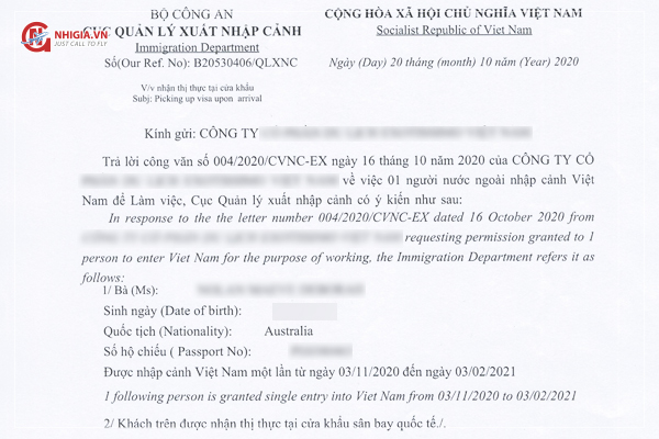 Xin công văn nhập cảnh tại sân bay cho người nước ngoài
