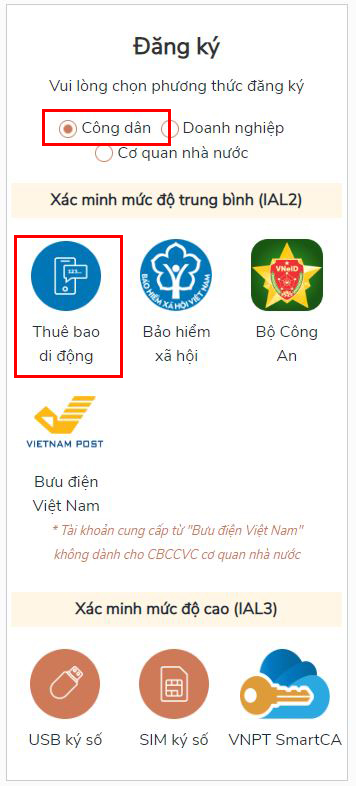 Chọn đối tượng đăng k&yacute;