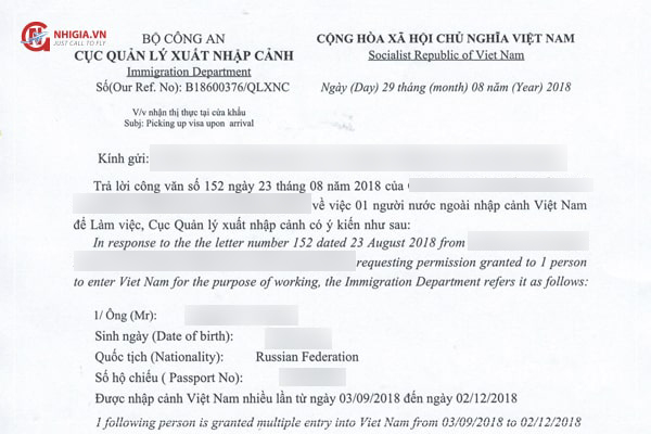 Dịch vụ làm công văn nhập cảnh tại TPHCM