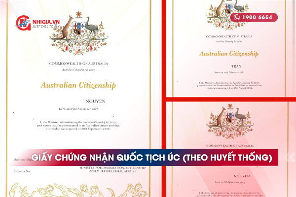 Giấy chứng nhận quốc tịch Úc (theo huyết thống)