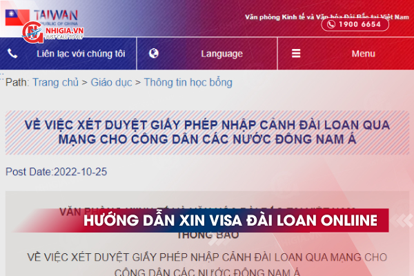 Hướng dẫn xin visa Đài Loan online chi tiết, mới nhất
