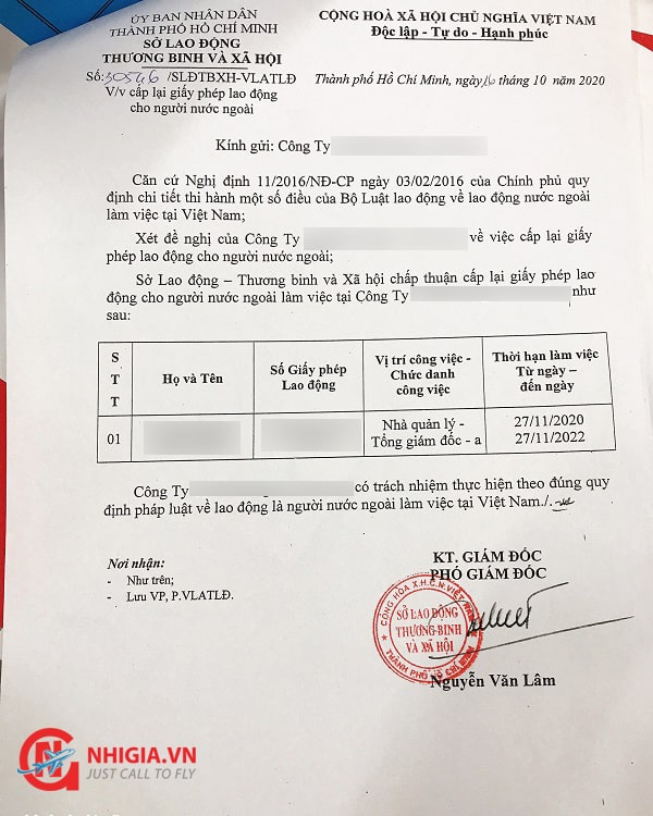 Lệ phí cấp lại giấy phép lao động tại 63 tỉnh thành Việt Nam