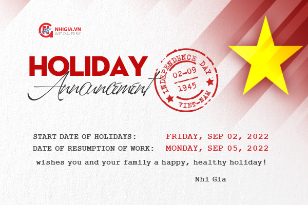 Announcement of National Day Holiday 2/9/2022 - Nhi Gia