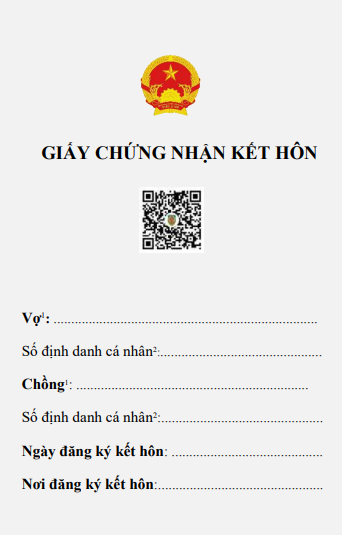 Giấy chứng nhận kết h&ocirc;n điện tử v&agrave; nội dung biểu mẫu