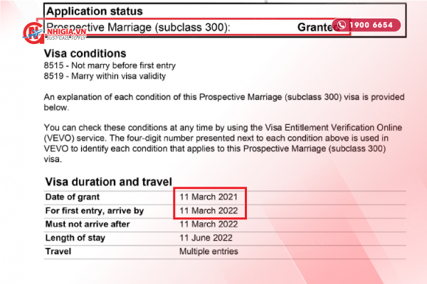 Thời hạn lưu tr&uacute; của visa đ&iacute;nh h&ocirc;n &Uacute;c
