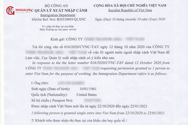 Procedures for applying for Vietnam approval letter on arrival