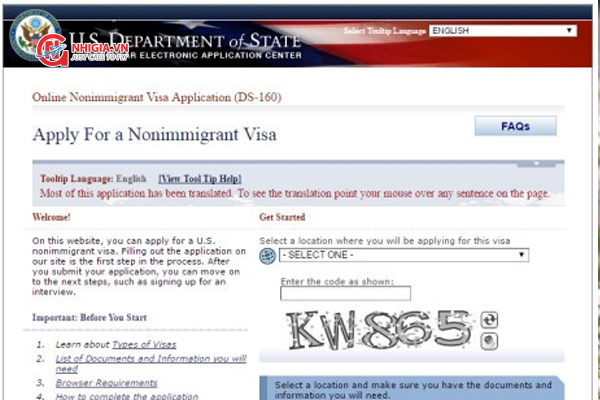 mẫu đơn xin thị thực visa Mỹ B1 B2