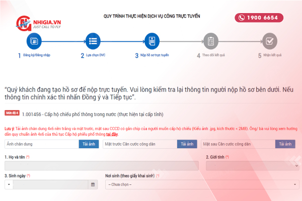 Tờ khai cấp hộ chiếu online tr&ecirc;n cổng dịch vụ Bộ C&ocirc;ng An