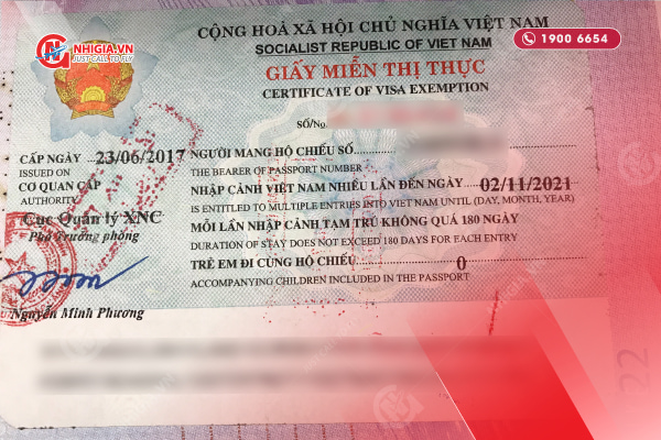 Certificate Of 5 Year Vietnam Visa Exemption 5121